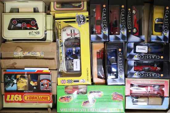 A collection of mint, boxed model cars, including Days Gone By, Classico and a Kentoys 1:24 Mini